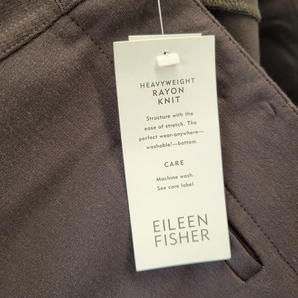 Eileen Fisher Chocolate Brown Heavyweight Rayon Knit Dress Pants, L, NWT - Picture 10 of 13